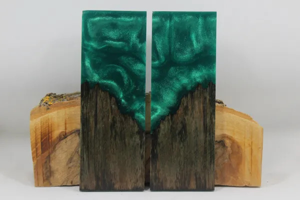HYBRID STABILIZED DYED MAPLE GREEN CUSTOM COMPOSITE KNIFE HANDLE MATERIAL (8180)