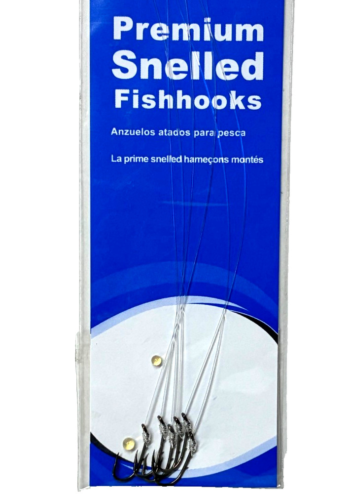 4 PACKS Eagle Claw Lazer Sharp Freshwater Size 8 Super Snell Worm Hook 6 Count