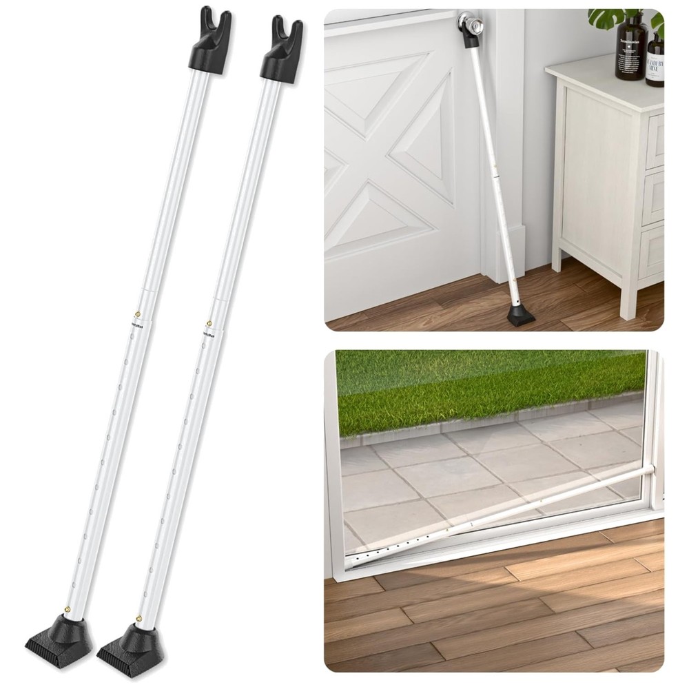 3-in-1 Door Security Bar - Adjustable Iron Lock Bar 2-Pack