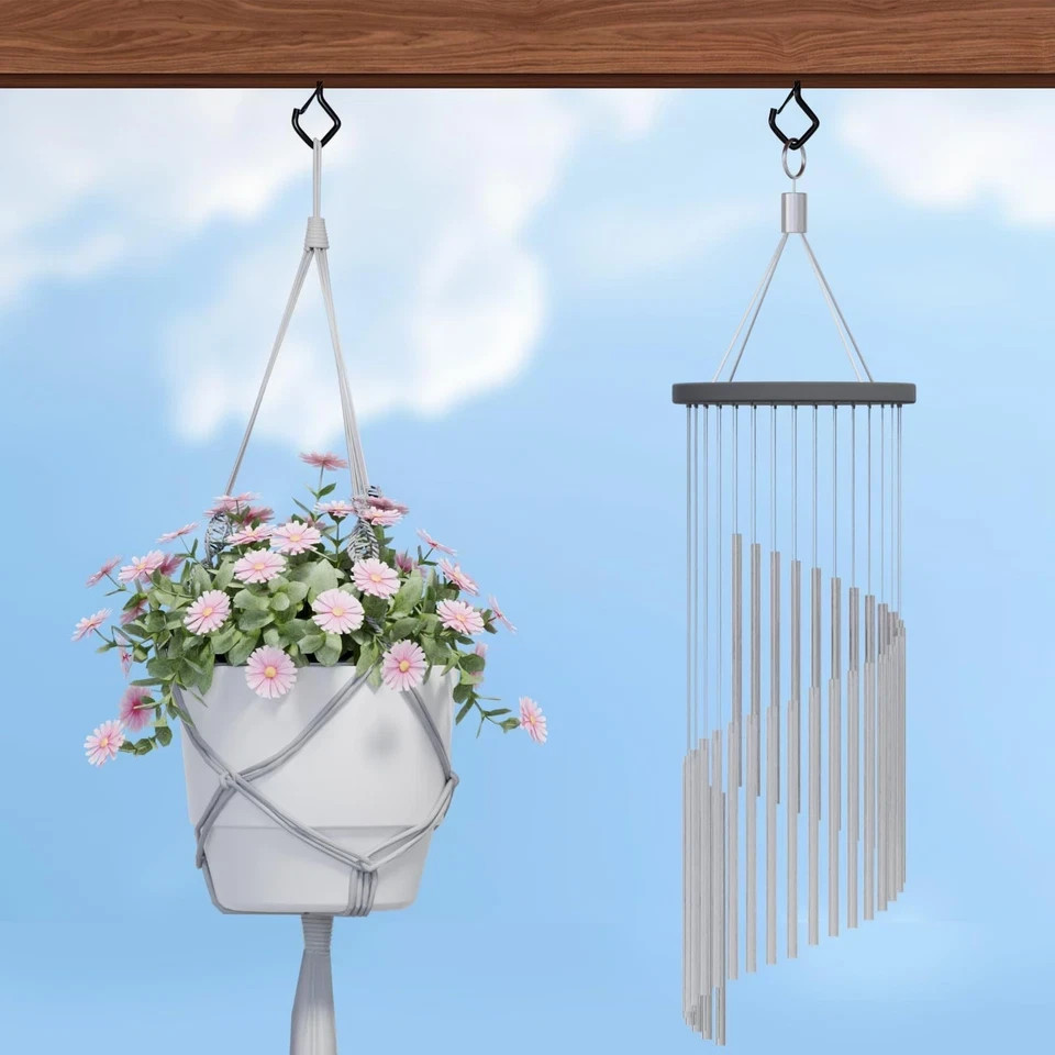 20 PCS Screw Hooks with Safety Buckle, Heavy Duty Ceiling Hooks for Hanging Outd