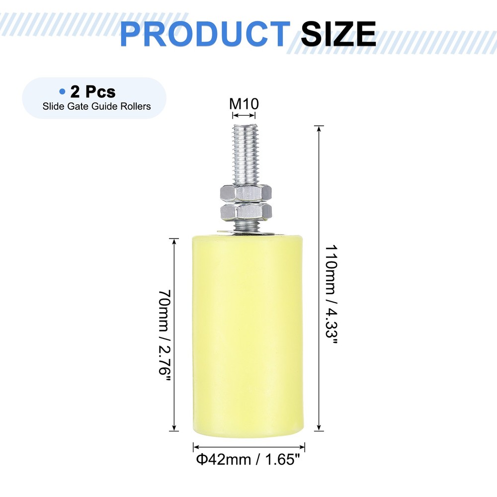 2pcs, Slide Gate Guide Roller 3" Nylon Sliding Gate Support Assembly Yellow