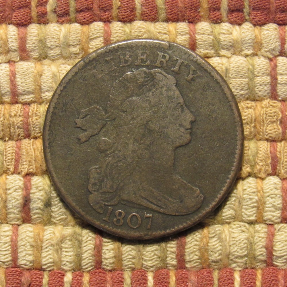 1807 DRAPED BUST LARGE CENT, VG ~ LESS COMMON DATE, BETTER ORIGINAL EXAMPLE