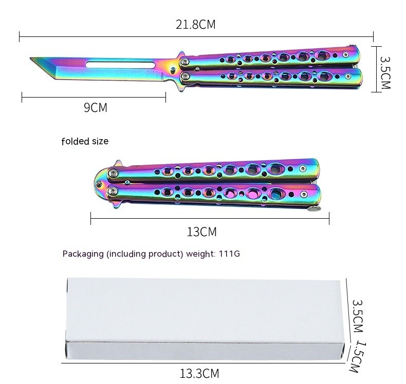 Foldable Metal Butterfly Practice Knife NON SHARP Trainer No Edge Knives