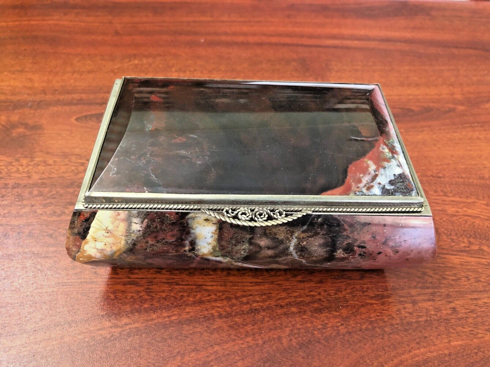 Vintage Russian Hinged Jasper Stone Box