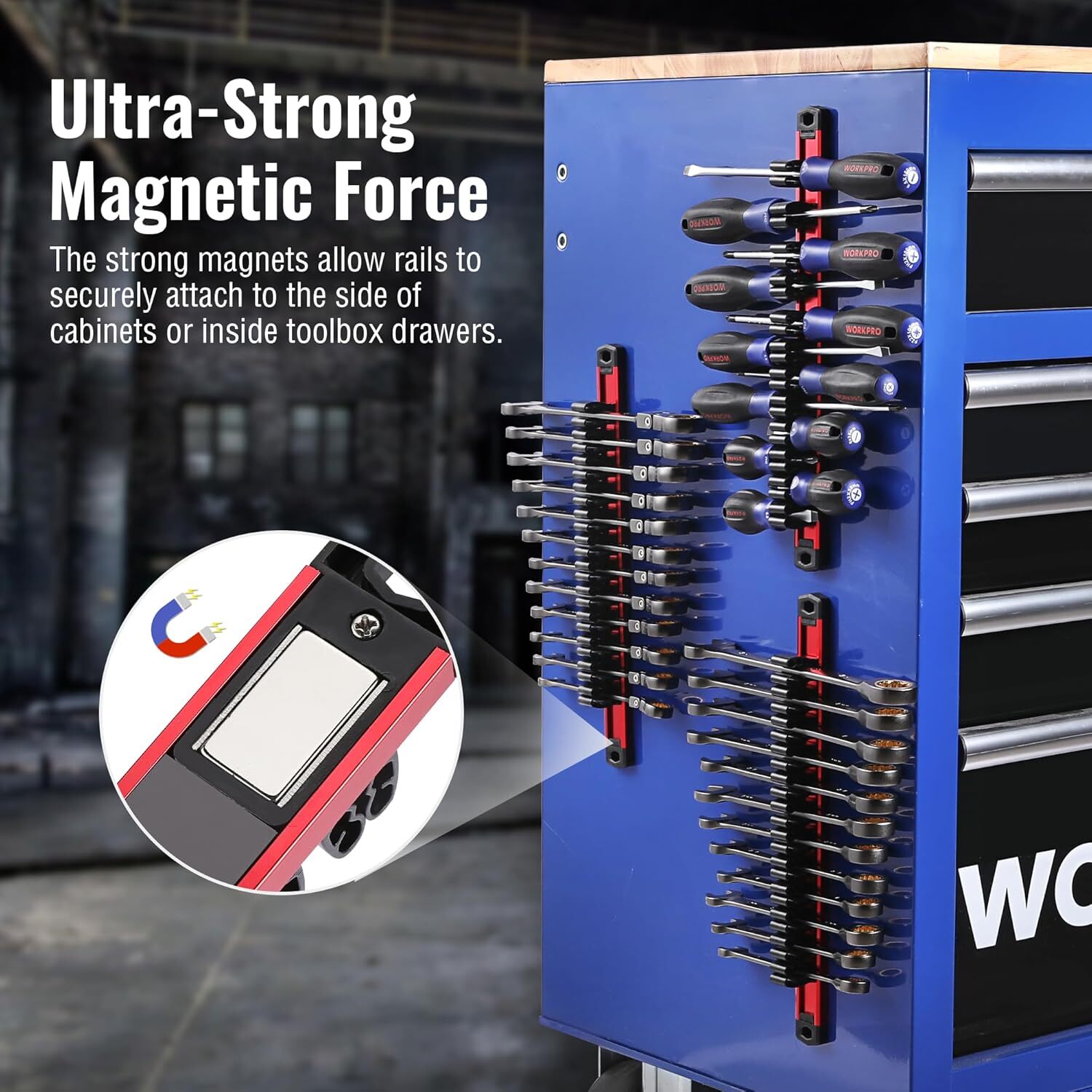 WORKPRO Magnetic Screwdriver Organizer&Wrench Organizer (Tools not Included) 2PC