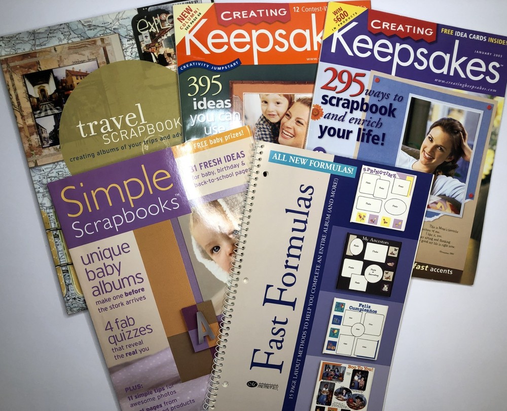 CREATING KEEPSAKES, SIMPLE SCRAPBOOKS Magazines-3 Issues + TRAVEL & LAYOUT Books