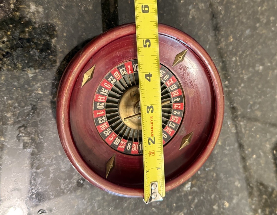 Antique Table Top Roulette Wheel Gambling Casino Game Wood German Original