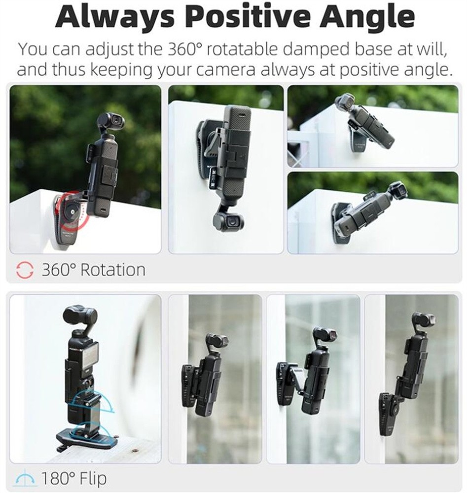 Stretchable Backpack Clip Rotatable Magnetic Vlog Mount for DJI Pocket 3 Camera