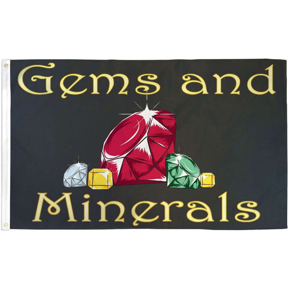 GEMS AND MINERALS 3'X 5' POLY FLAG