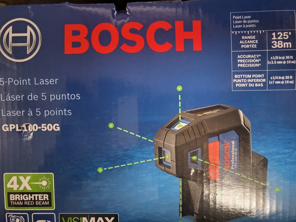 Bosch GPL100-50G 125' 5 Point Cordless Green Beam Self Leveling Alignment Laser