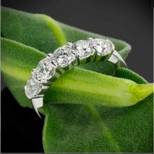 Anniversary Ring 2.50Ct Diamond 14k White Gold Wedding Band Simulated Size 5.5