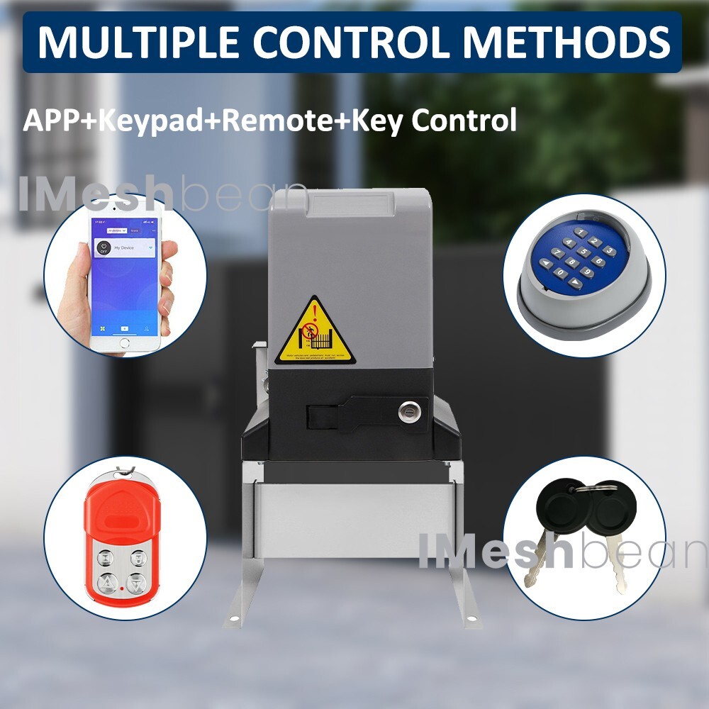 4400lbs Electric Automatic Sliding Gate Opener Motor APP+Keypad+4 Remote Control