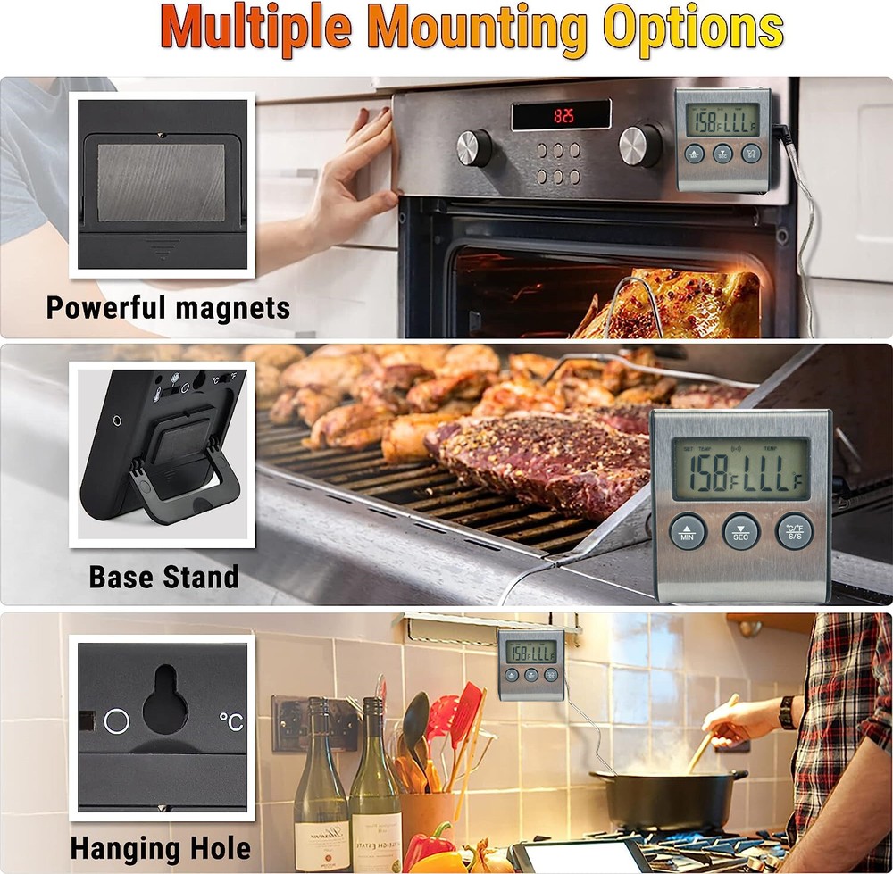 Remote Kitchen Digital Cooking Thermometer Probe Meat Food Temperature w/Timer ~