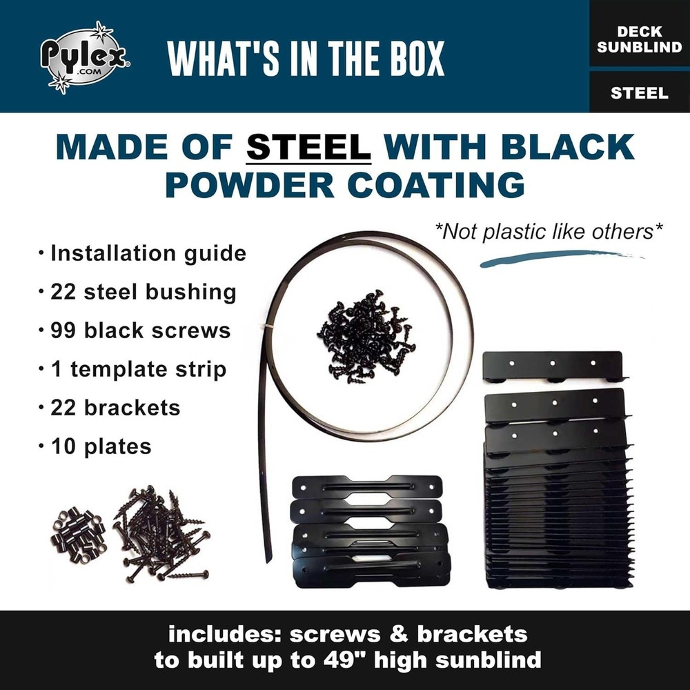 Pylex Deck Sunblind System 11060, Louvers Bracket Shutter Hardware Kit, Up to 11