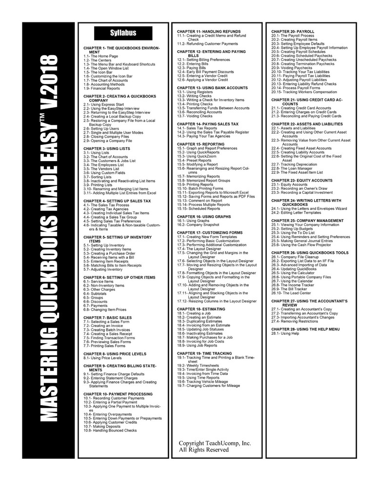 QUICKBOOKS PRO 2018 DELUXE Training Tutorial Course with Quick Reference Guide