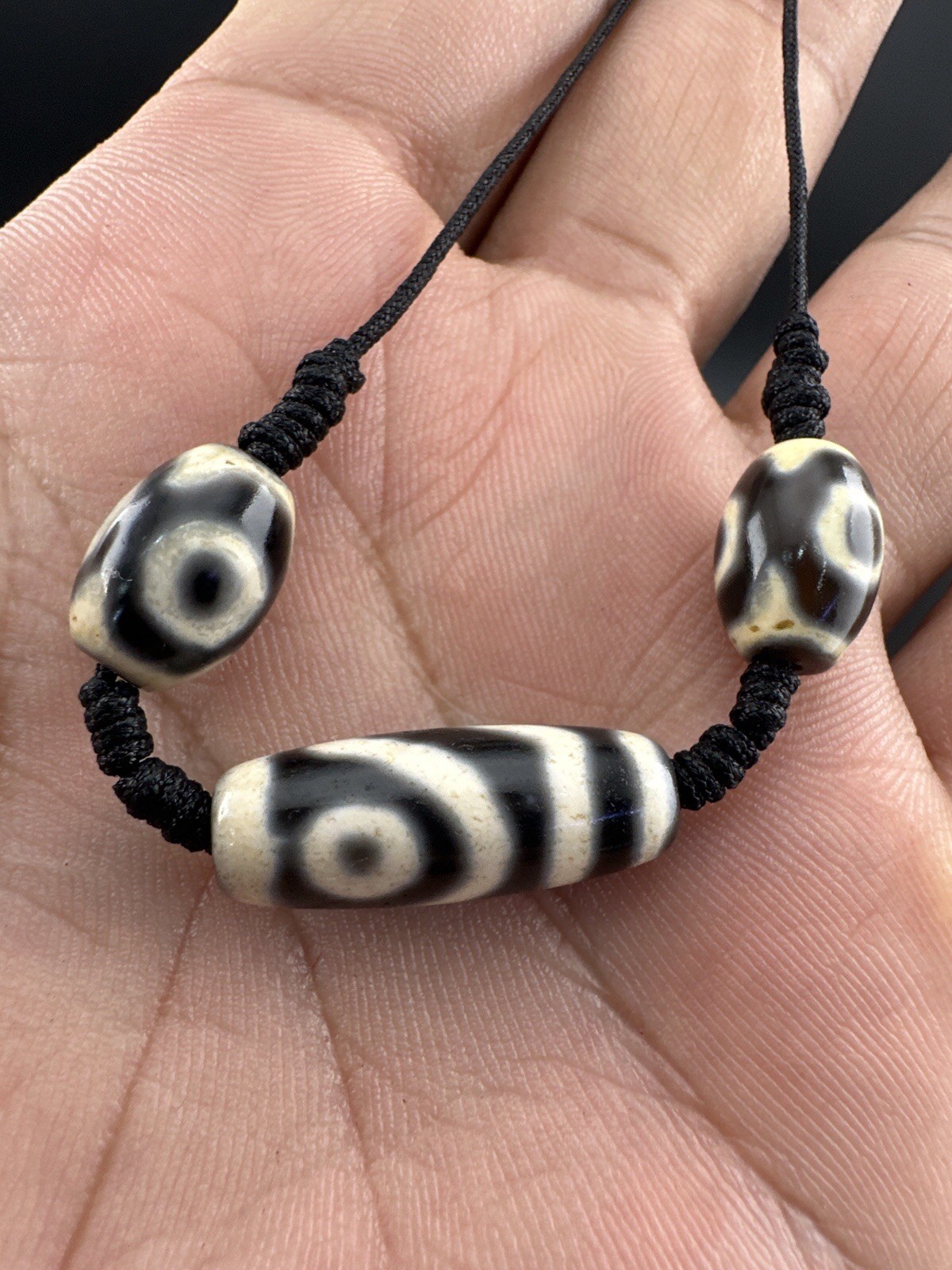 Indo Tibetan Agate 2 Eyes in Square Agate Stone Dzi Beads Amulet