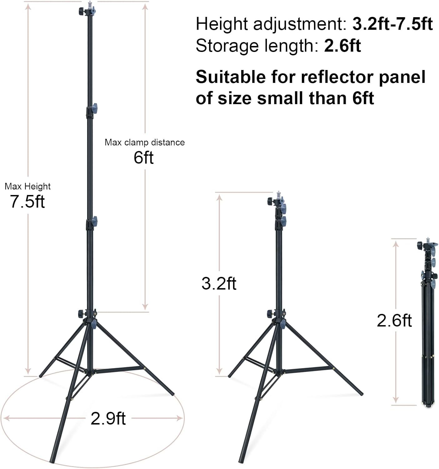 LINCO 90" Light Stand Tripod w Reflector Disc Holder Clip for Reflector Diffuser