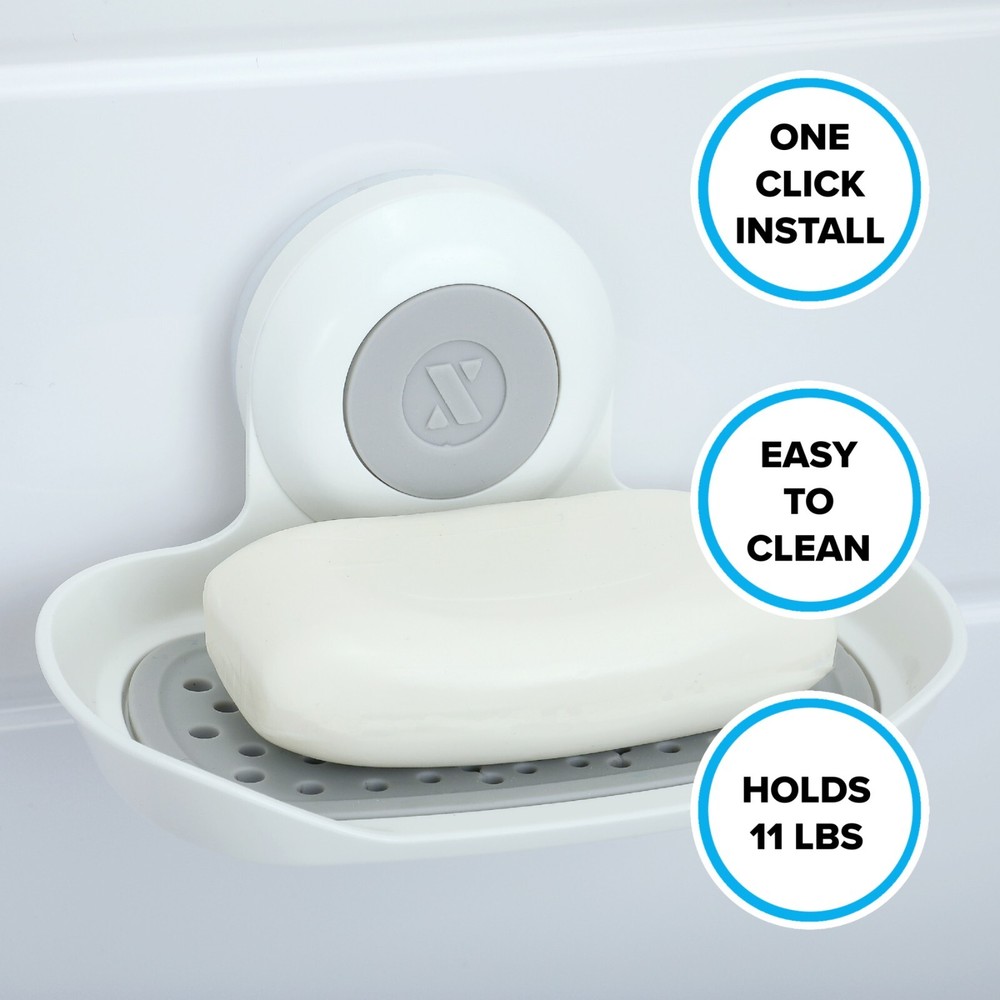 SlipX Solutions Lightweight Clear Liner & Suction Soap Saver Bundle