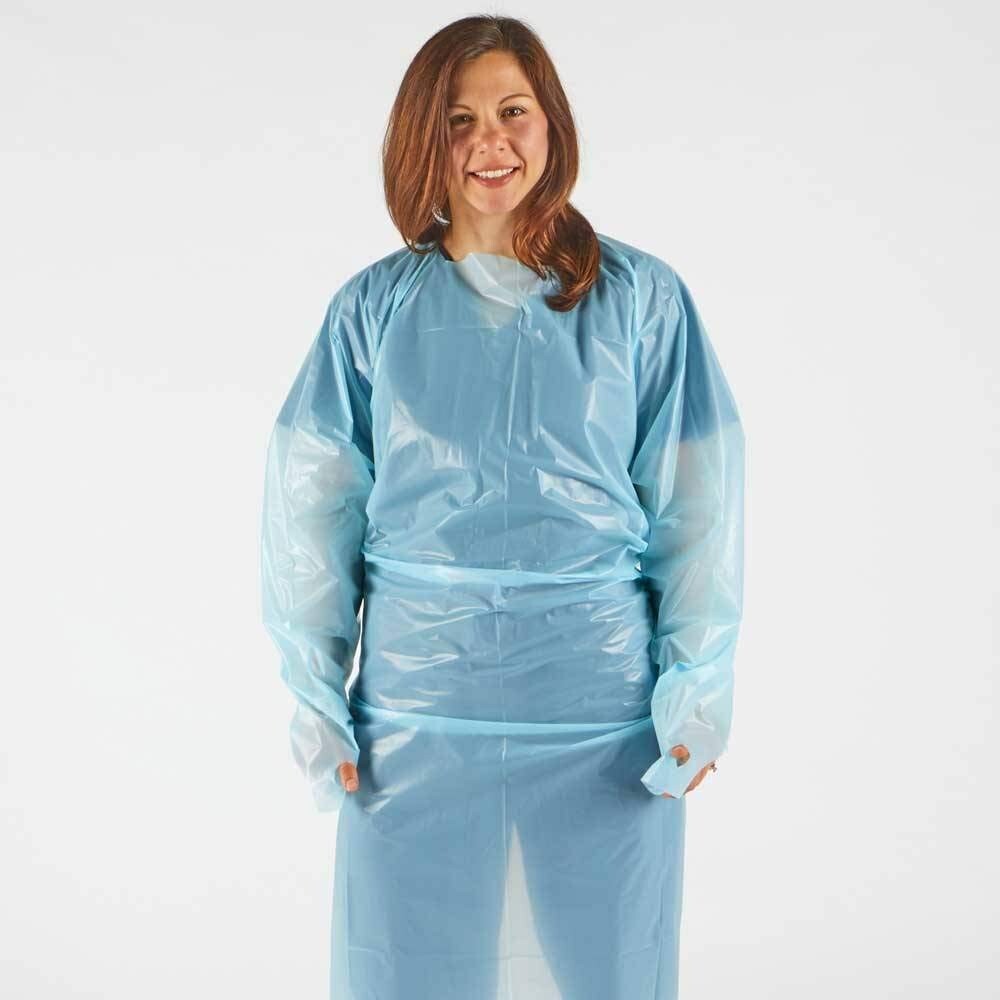 150ct case Polyethylene Level 1 Disposable Non-Surgical Isolation Gowns Blue