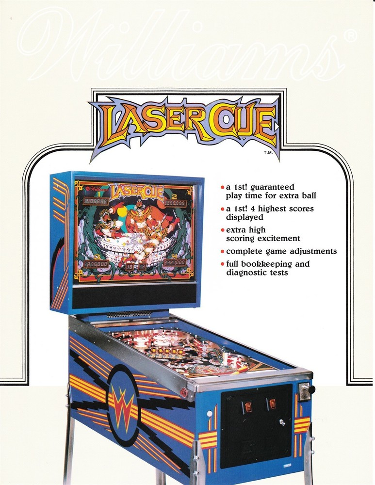 Laser Cue Williams Pinball Flyer Mint / Brochure / Ad