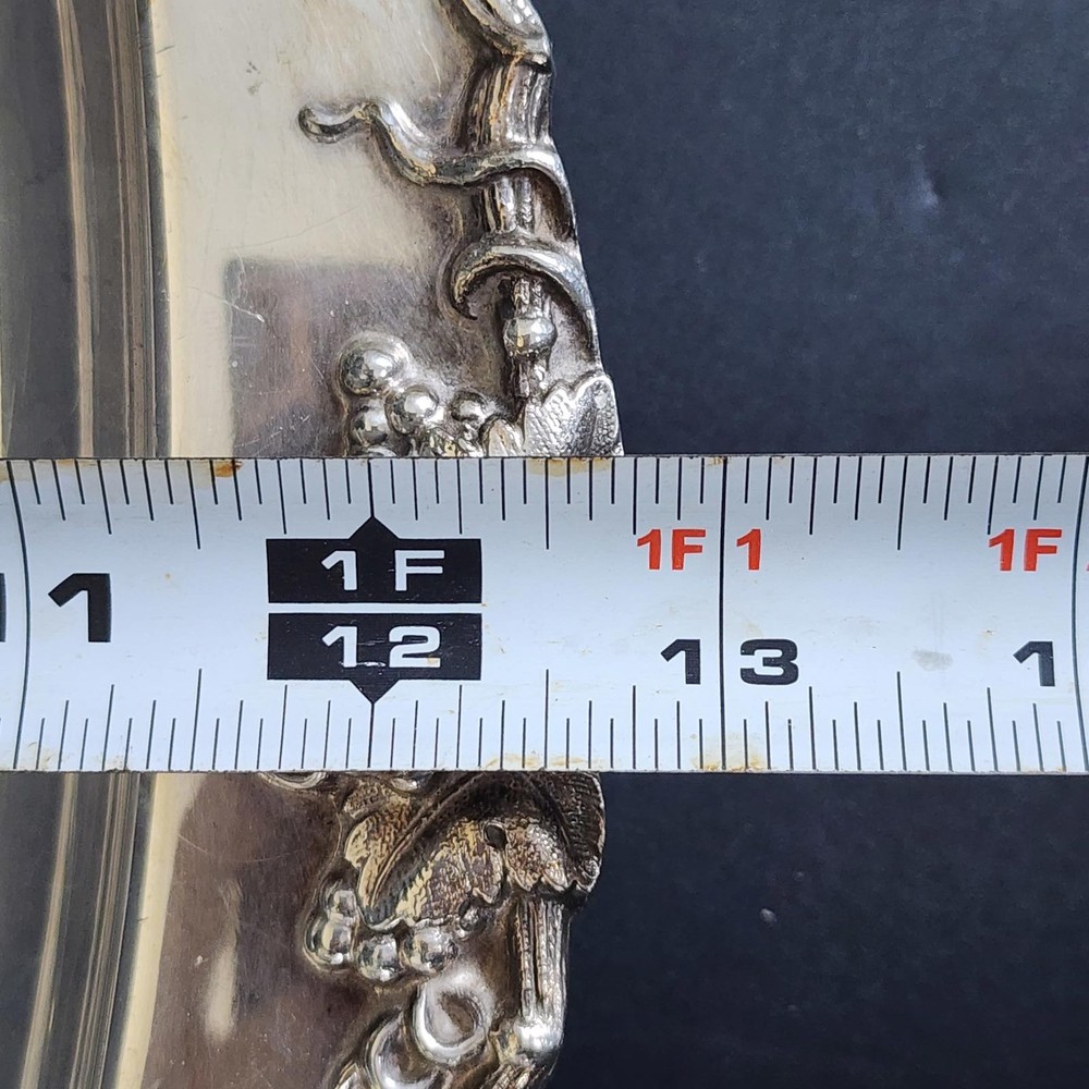 Antique Barbour Co Silver Plate Meat Serving Platter - Footed with Ornate Design