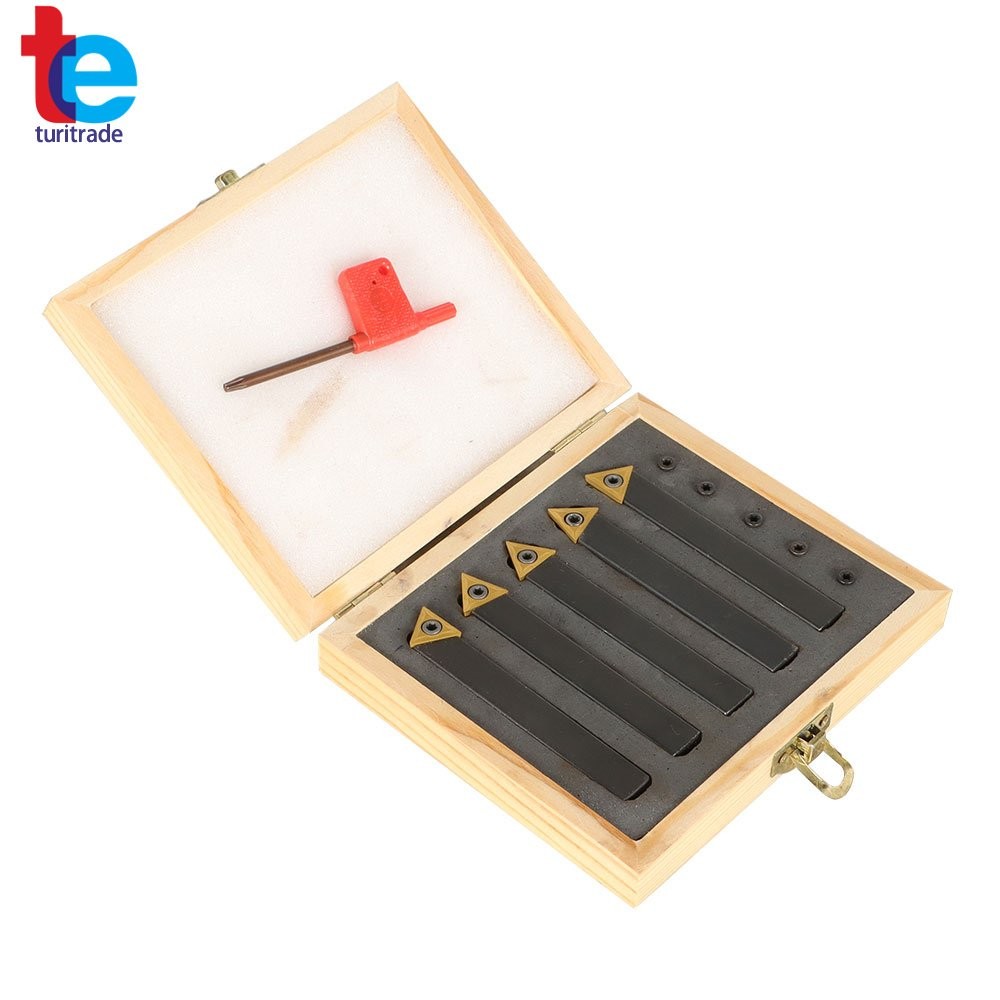 5Pcs 1/2" Carbide Indexable Turning Tool Lathe Tool Bit With Carbide Inserts