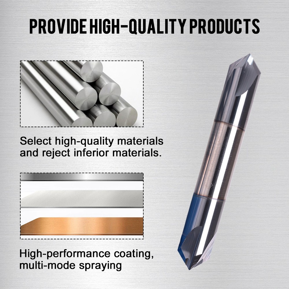3/8" 4 Flute 90 Degree Solid Carbide Chamfer Mill - Double End - AlTiN Coated