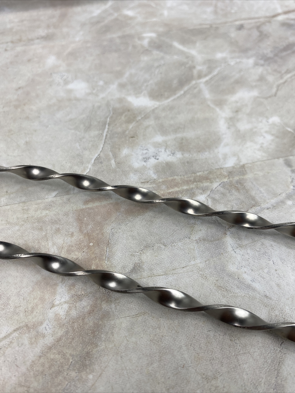 12” Stainless Red End Bar Spoon Twisted Handle Cocktail Stirrer Lot of 2