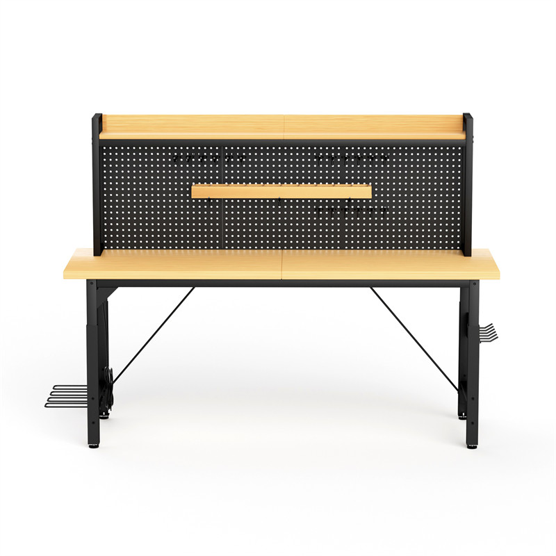 71'' Adjustable Workbench with Wheels Pegboard AC/USB Outlet Hooks Shelf 1600 lb
