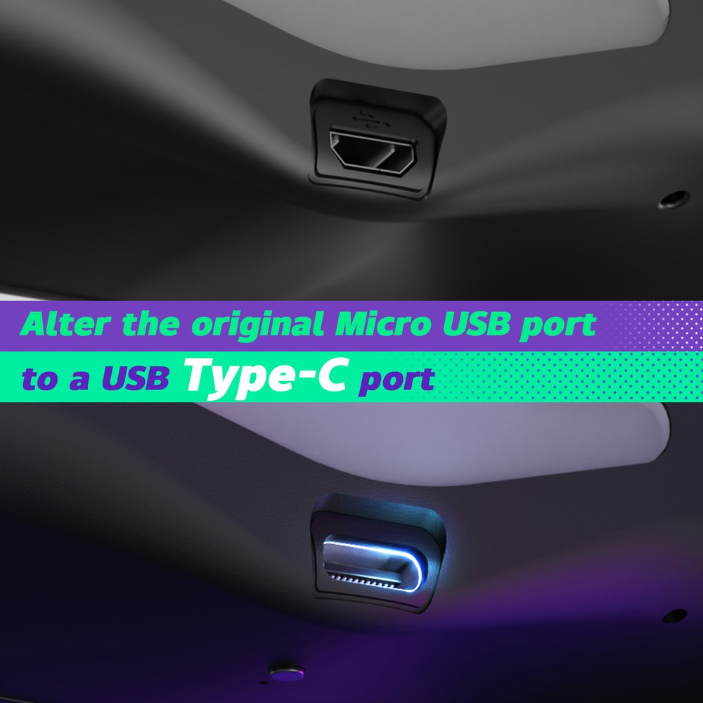 Dawn Type-C Version Remap Kit for PS4 Slim Pro Controller-4 Back Buttons & Shell