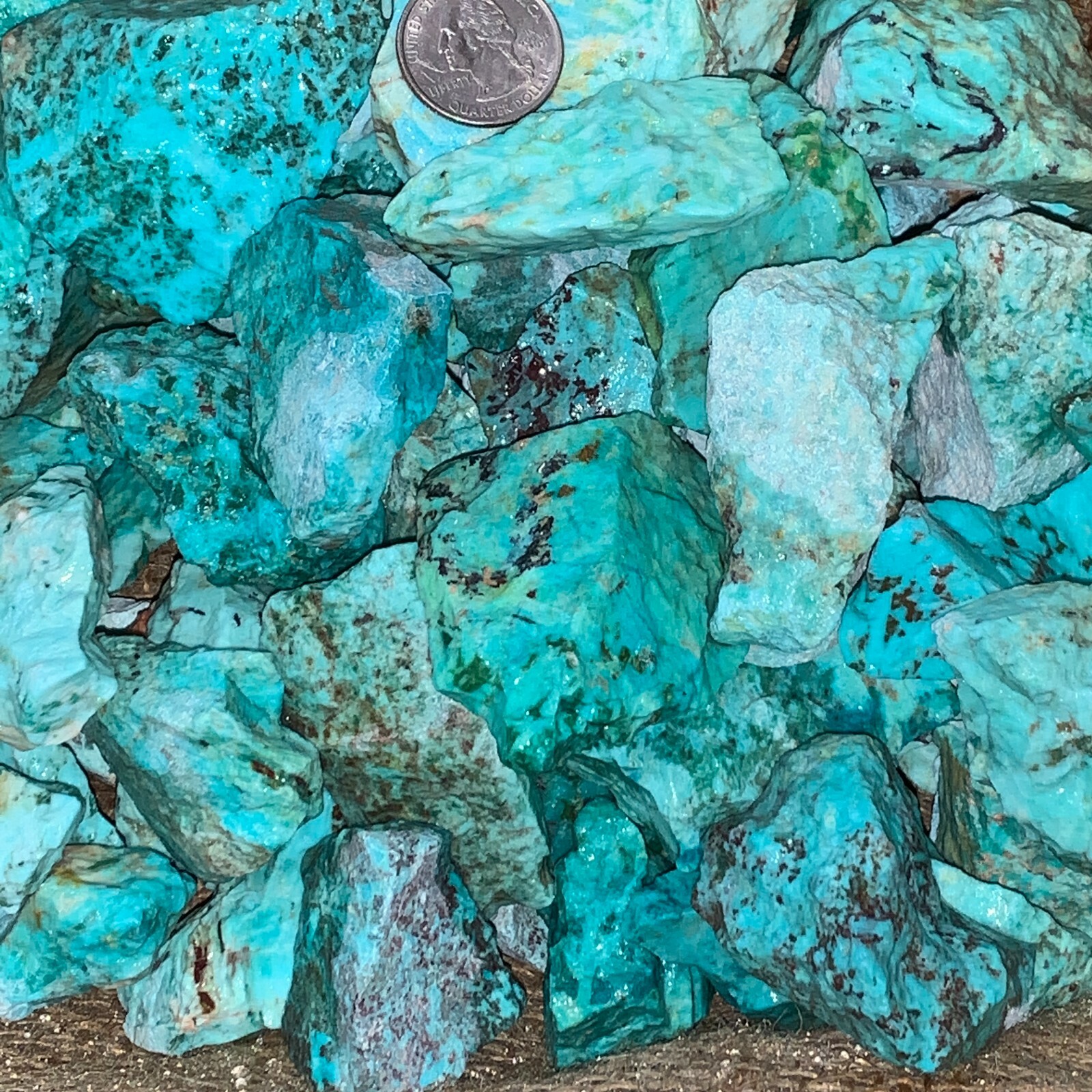 3000 Carat Lots of Natural Turquoise Rough + a Free Faceted Gemstone