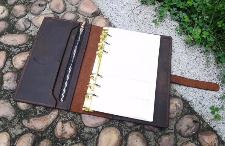 loose leaf Writing notes Notebook sketchbook Diary Notepad leather coffee Q286