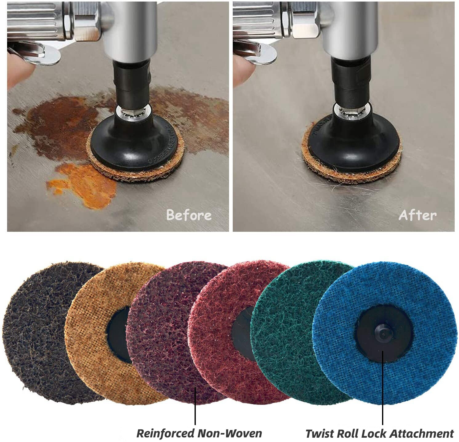 25PC 3 inch Medium Surface Conditioning Roll Lock Sanding Disc Die Grinder Drill