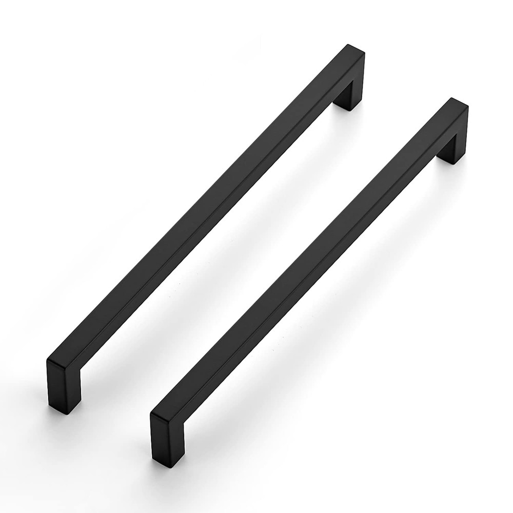 5 Pack 10 Inch Square Cabinet Handles - Matte Black Pulls for Kitchen Drawers...