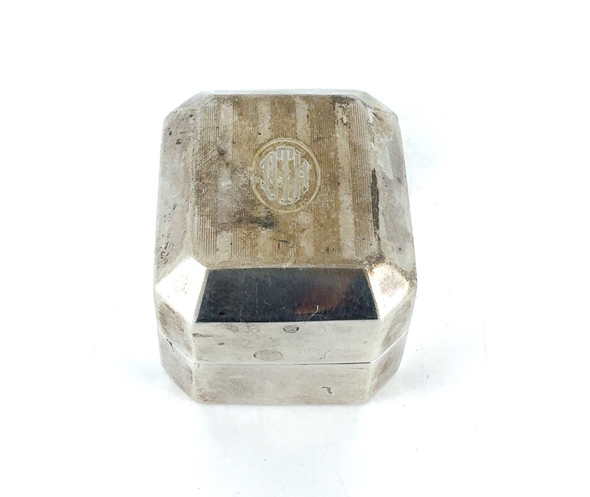 Vintage Birks Sterling Silver Presentation Ring Box With Black Velvet - Monogram