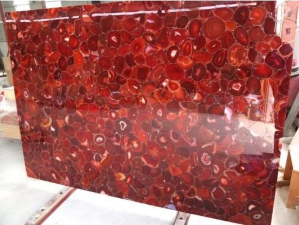 Agate Table Top / Red Coffee Table Top /Customized Table Top / Agate Sofa Table