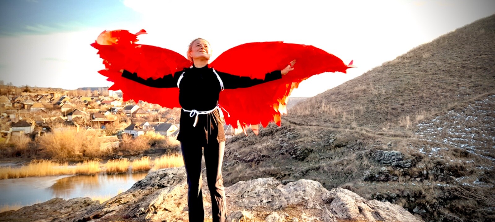 Red Angel Wings Costume Moveable Wings Red Adult Wings Cosplay Halloween Costume