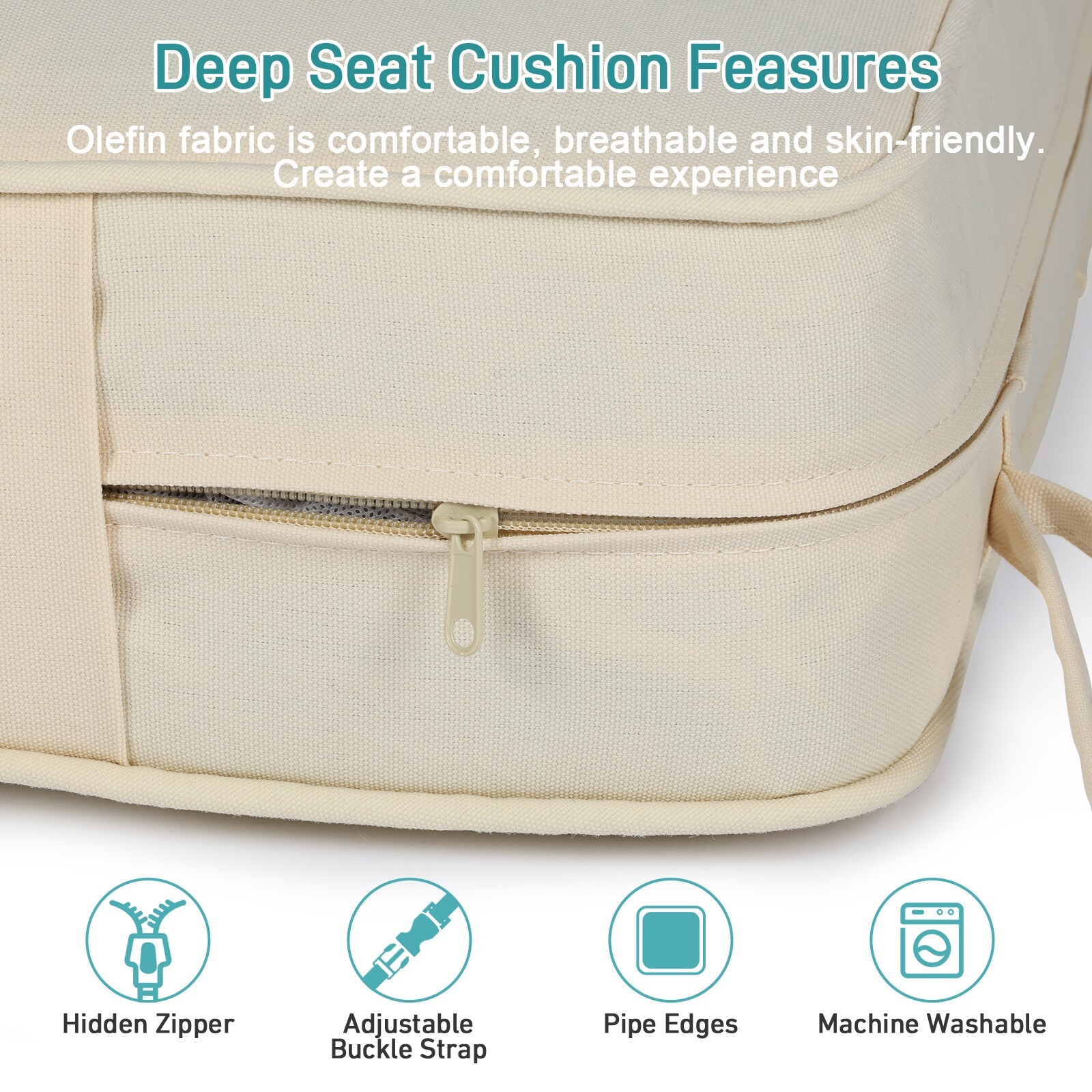 Aoodor 22''x24''Outdoor Patio Furniture Dining Deep Chair Cushion Set w/2 Pillow