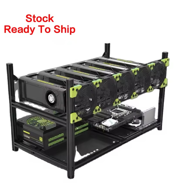 VEDDHA 6 GPU Mining Rig frame Aluminum Stackable For Miner Unassemble no fan