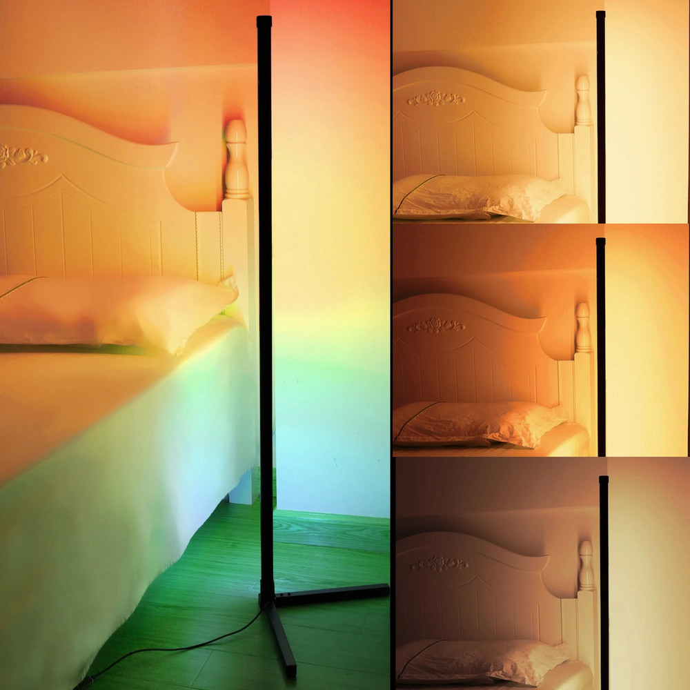 49" Modern Dimmable Timer Black Corner Floor Lamp