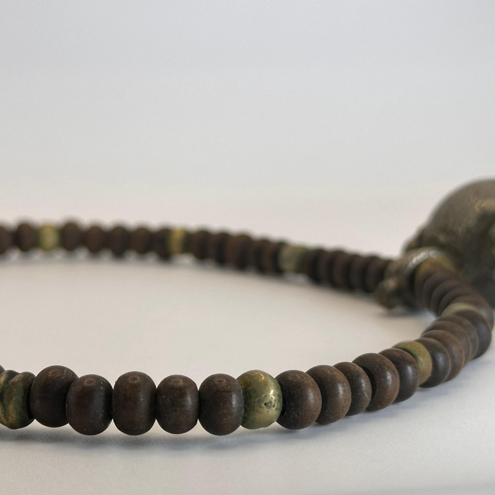 1930's Nepal himalayan Necklace with horn bead & Shell Pendant with pearl