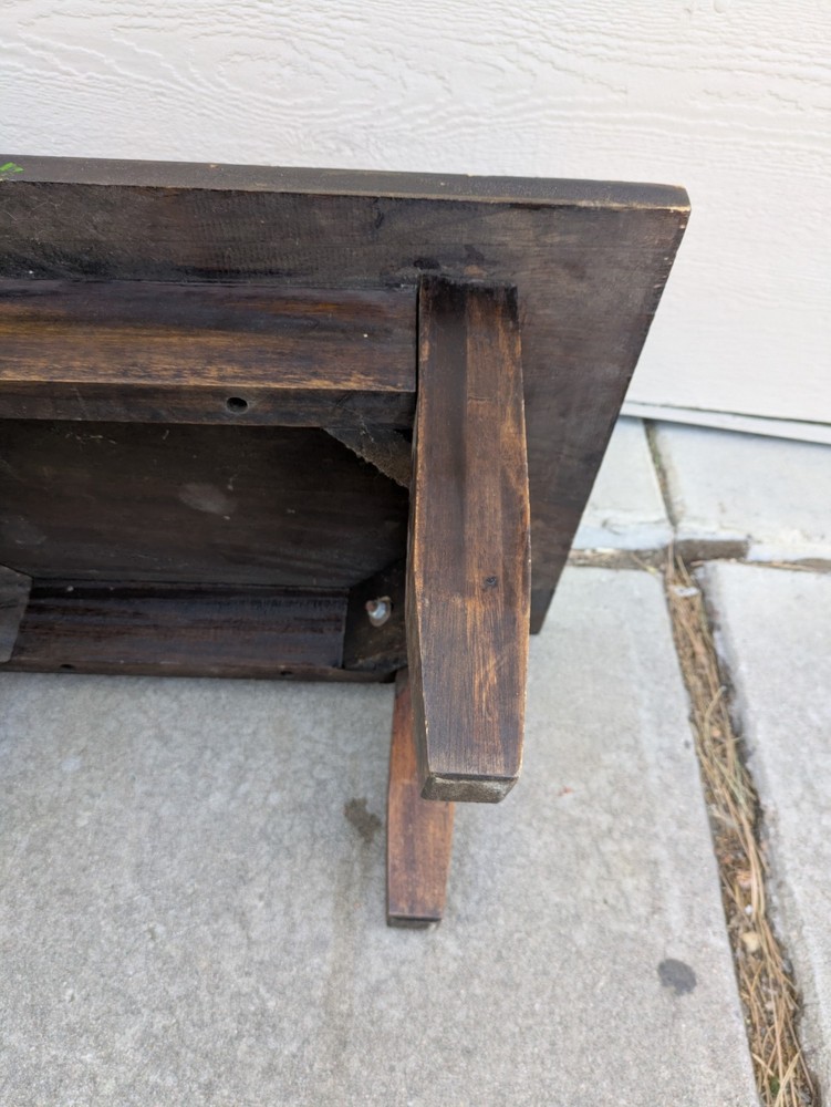 Vintage Rustic Solid Wood Low Floor Table Plant Stand Spanish Colonial Brutalist