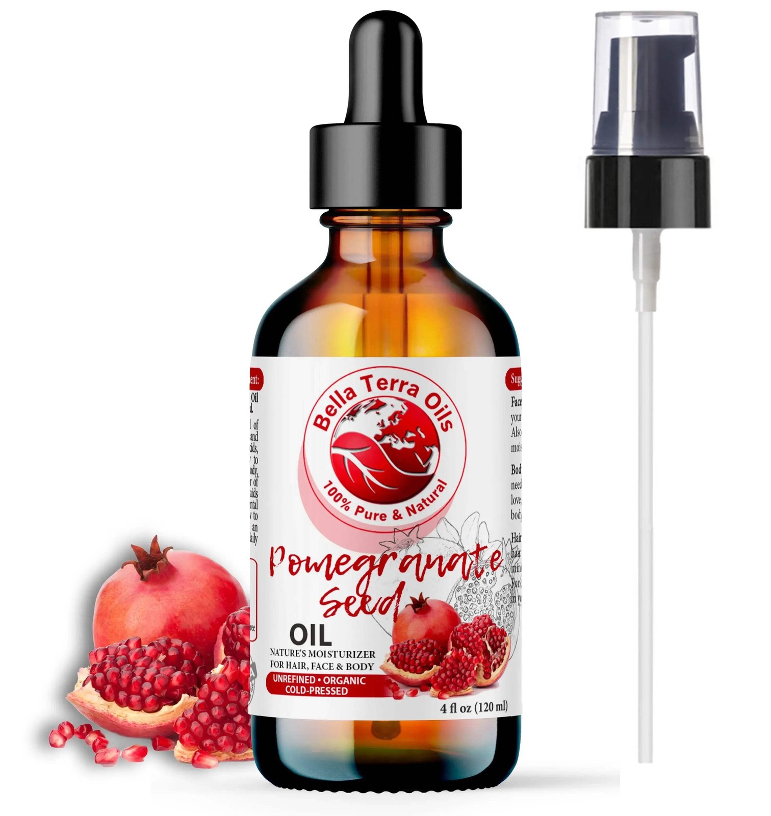 Organic Cold-Pressed Pomegranate Seed Oil 100% Raw Pure Anti-Aging Skin Hair