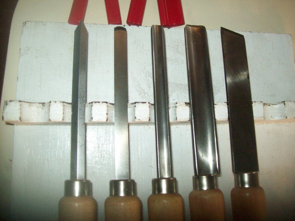 5 Lightly Used Shopmate 16" Wood Turning Chisels 2 Gouges 1 Skew 1 Round 1 Part