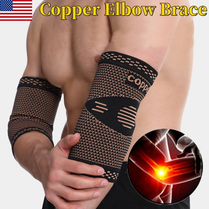 US Copper Elbow Brace Compression Support Sleeve Arthritis Tendonitis Joint Pain