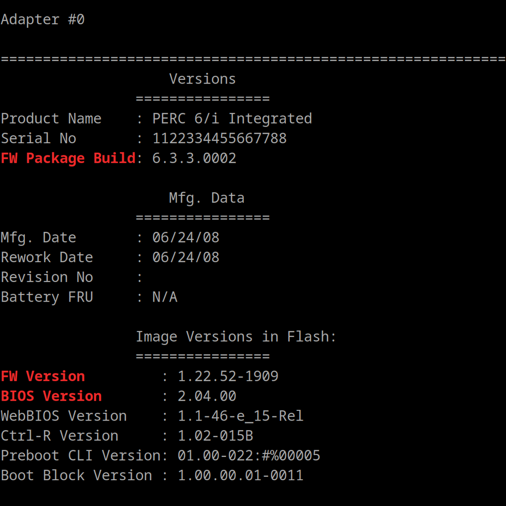 Dell T954J PERC 6/I Integrated SAS-1 3Gbps RAID Controller 256MB cache
