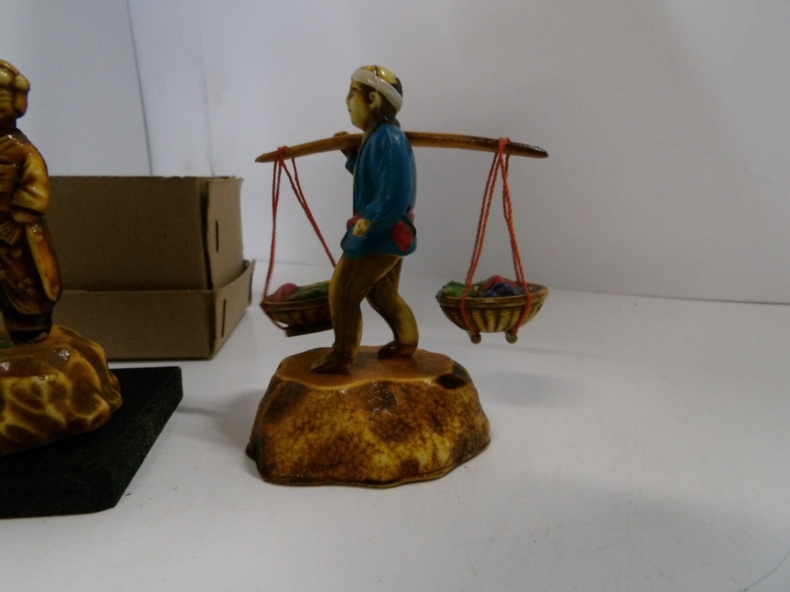 Lot of 2 Japan Japanese celluloid figures Geisha & Farmer