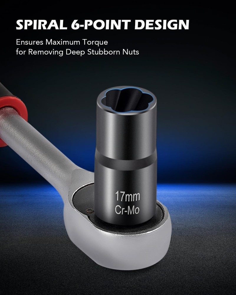 Orion Motor Tech Twist Socket Tool Set 5-Pc Nut & Bolt Extractor 1/2 Drive US