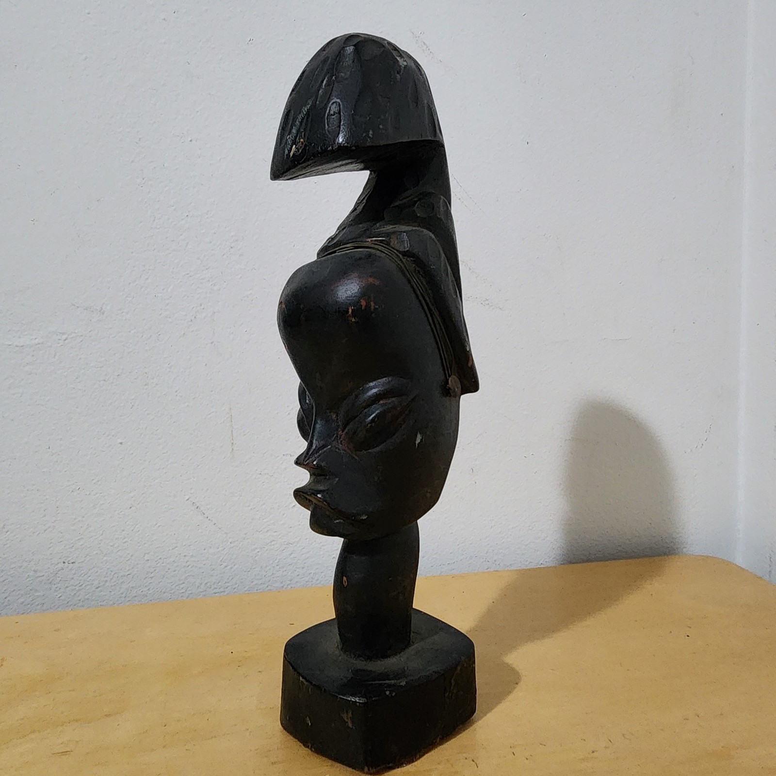 Vintage Hand Carved African Wood Sculpture Bust - West African Dan Style - 9.5"