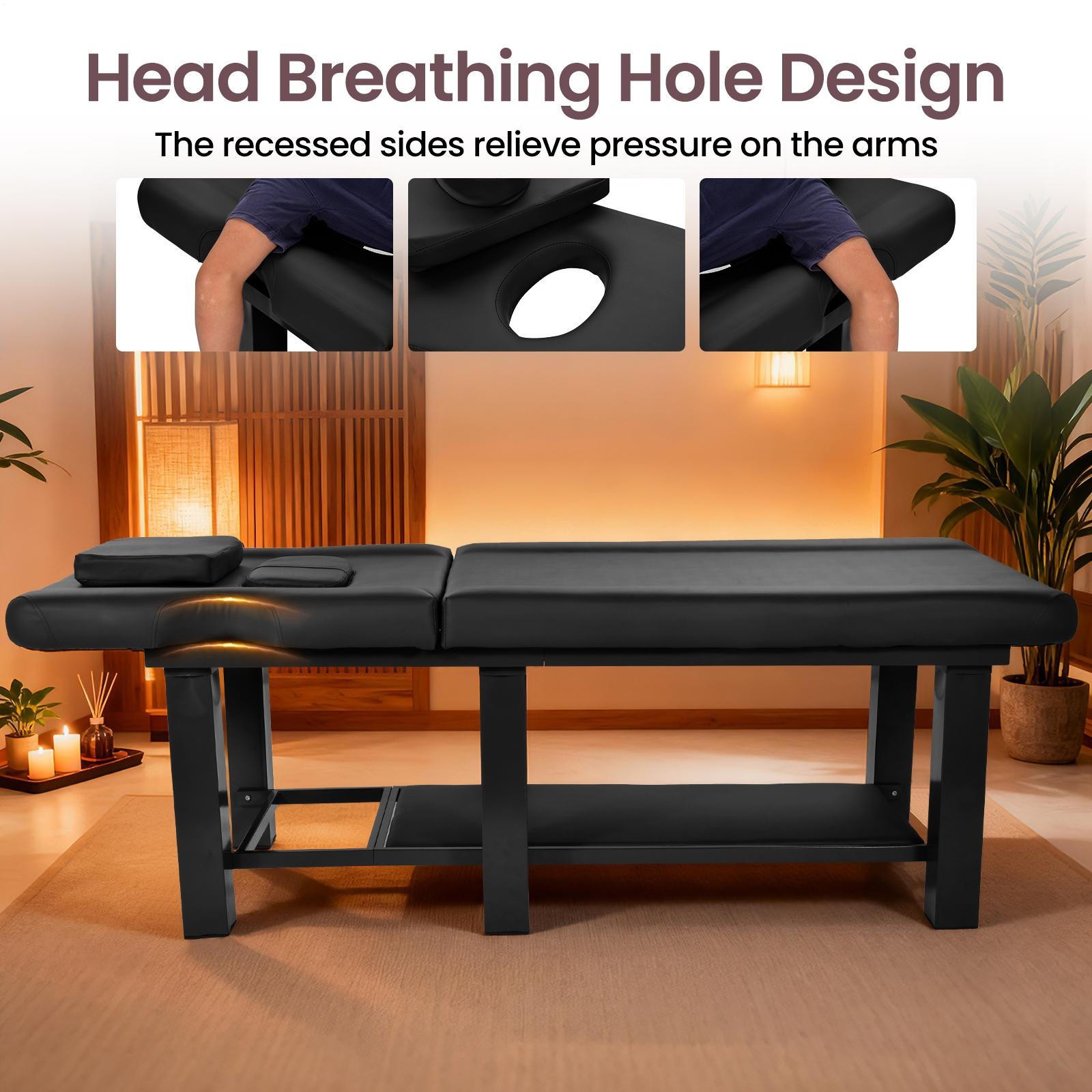 Stationary Massage Table with Backrest for Treatment Table Physical Therapy Tabl